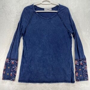 ABLE Long Sleeve Tunic Top Floral Cuff Detail‎ Blue XL